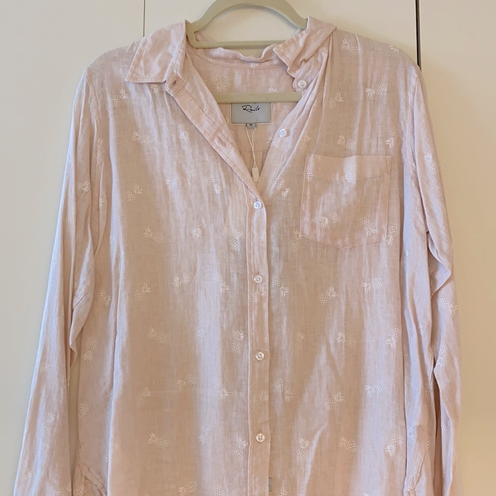 Rails Button Down Pink with White Pineapples